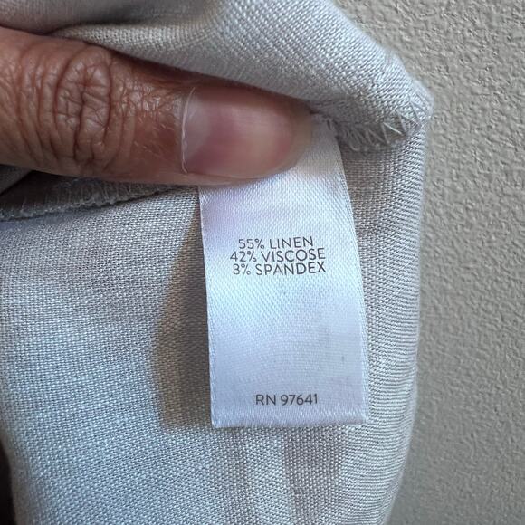 J. Jill Pant Trouser Linen Stretch Oatmeal Neutral Travel Beach Button Hem Small - Picture 6 of 8